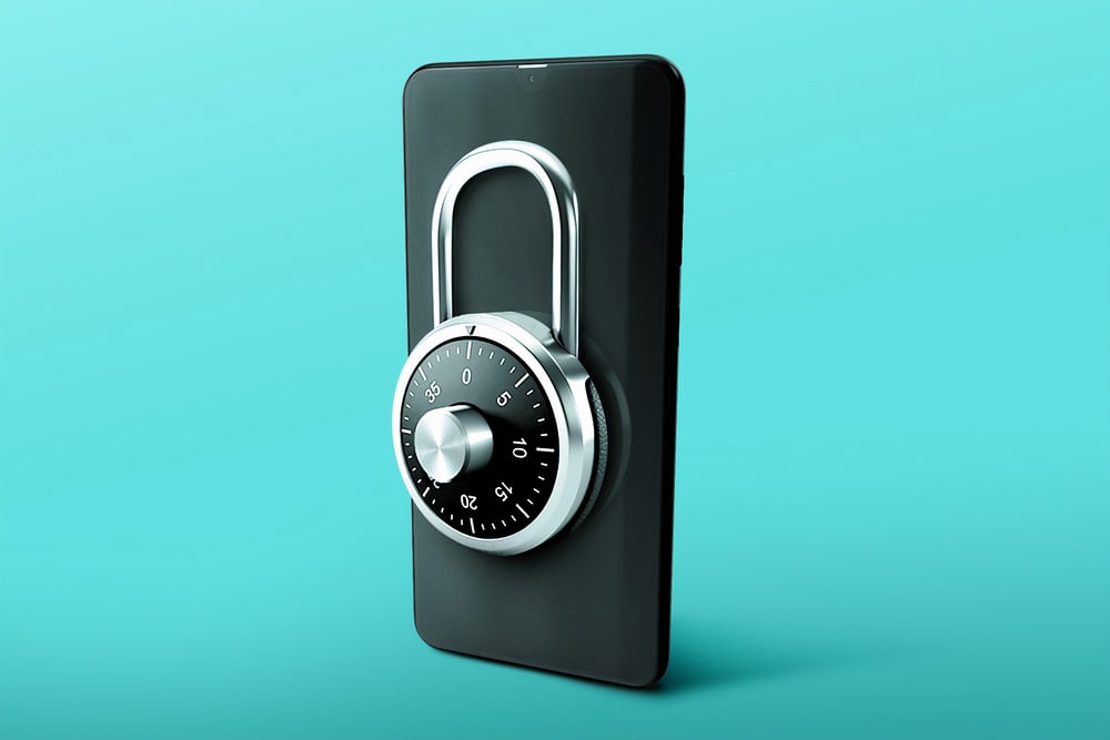 Phone with padlock on it